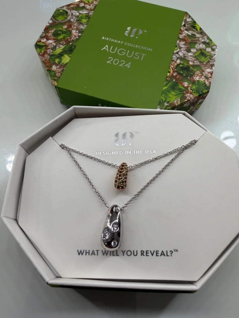 August 2024 Birthday Collection Layered Necklace - Silver & Gold Accent